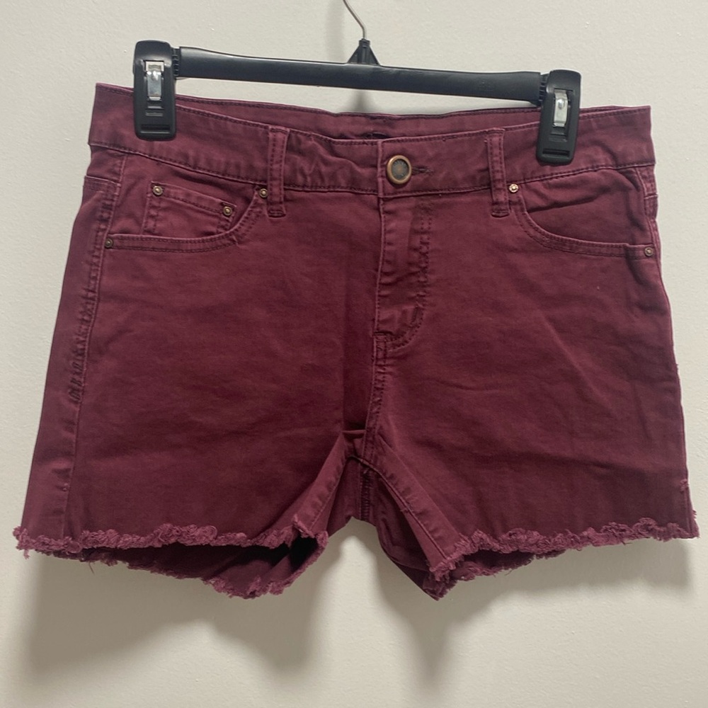 Denim Fueled Burgundy Denim Shorts